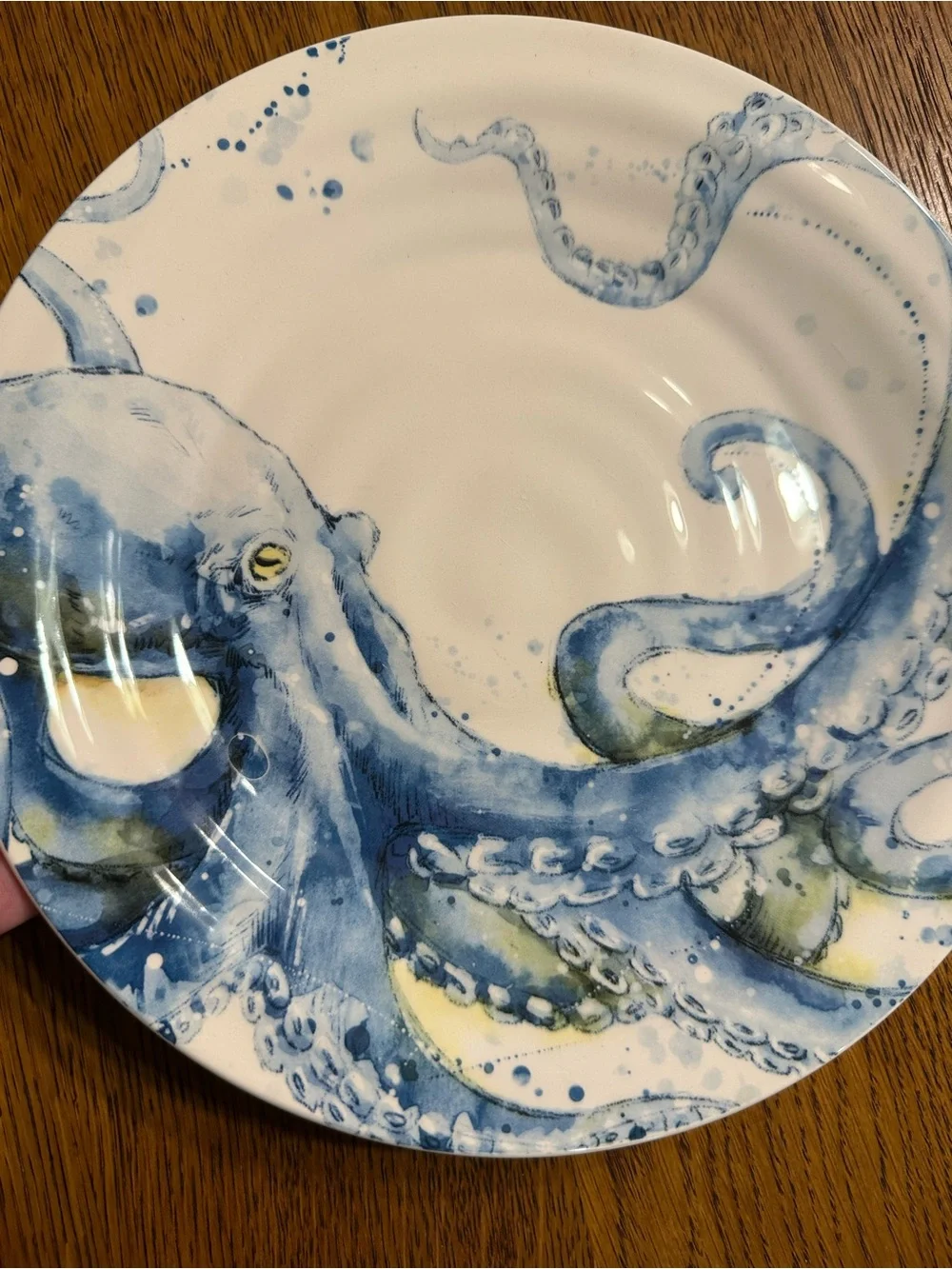 Pier 1 Imports Sea Life Octopus Salad Plate 9” Blue Coastal Nautical Dessert